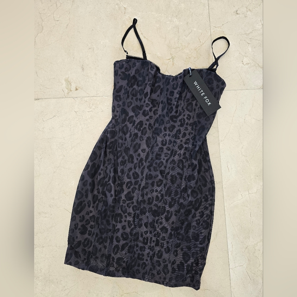White Fox Boutique Black Leopard Mini Dress